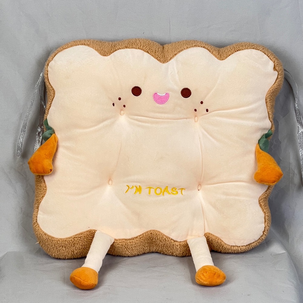 Unbranded Toast Bread Plush Seat Cushion Chair Pad 14in Kawaii Tan Novelty Decor
